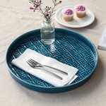 Turquoise Round enamel trinket tray 30cm