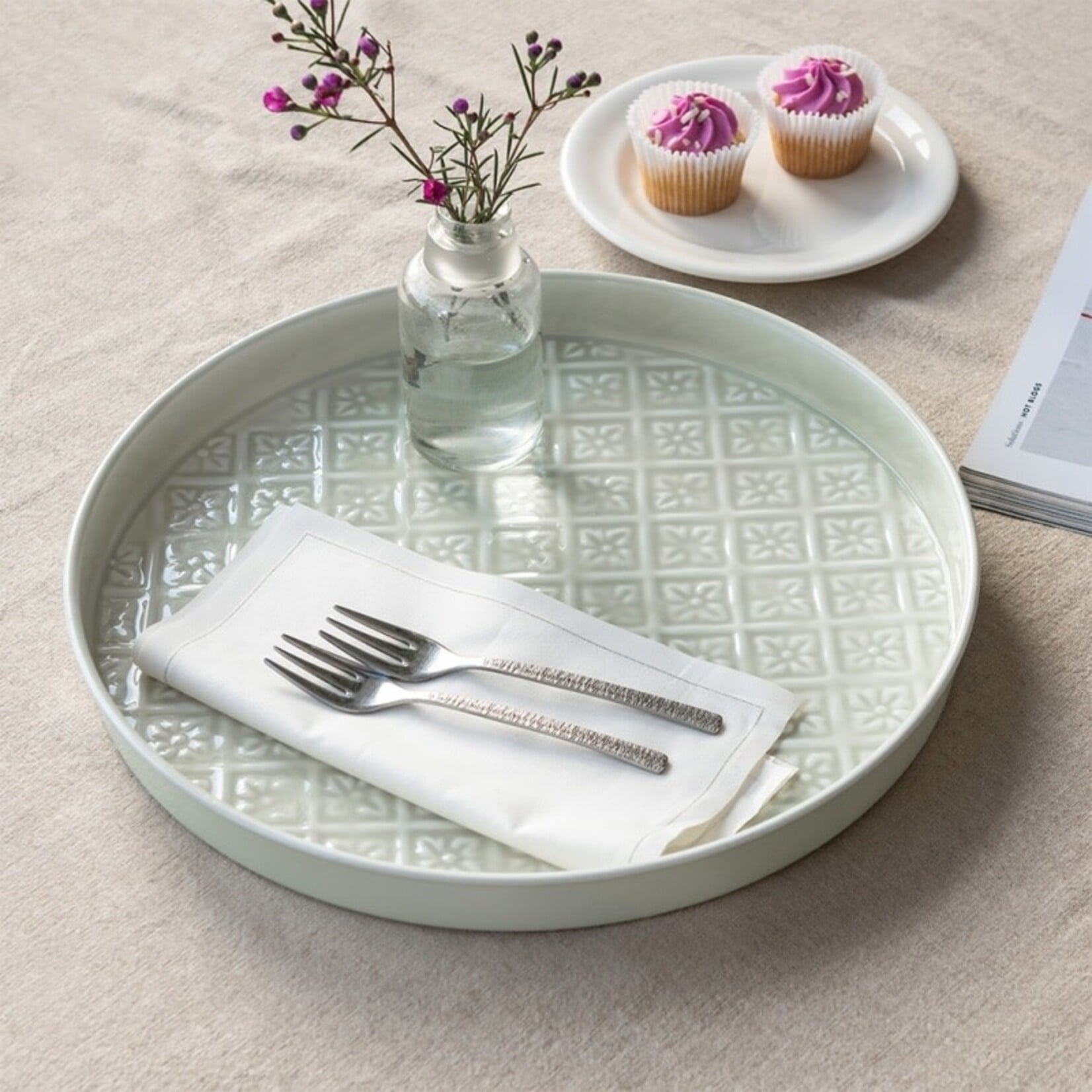 Light grey Round enamel trinket tray