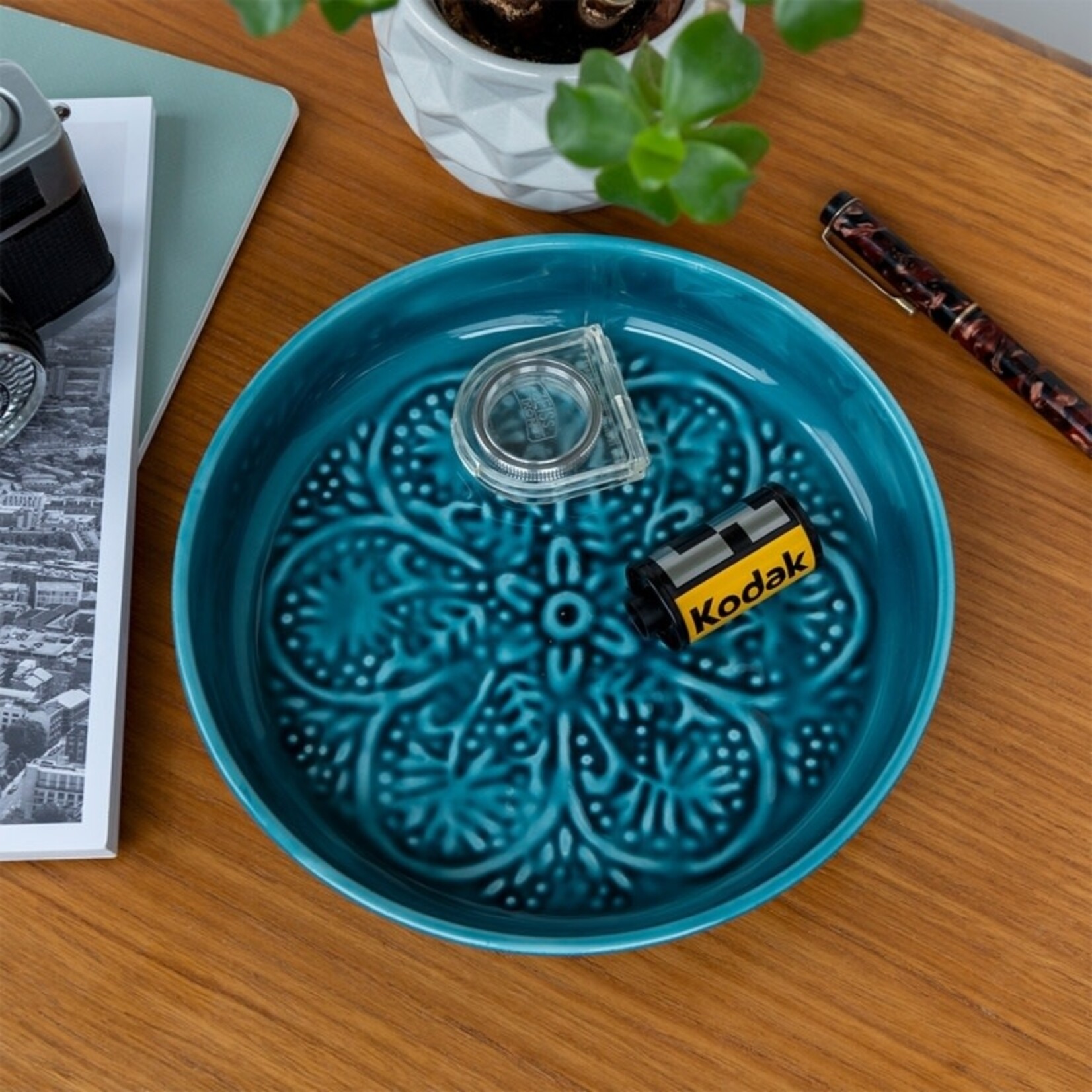 Turquoise Enamel trinket dish 17.5cm