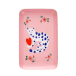 Spotty cat Mini rectangular enamel trinket tray