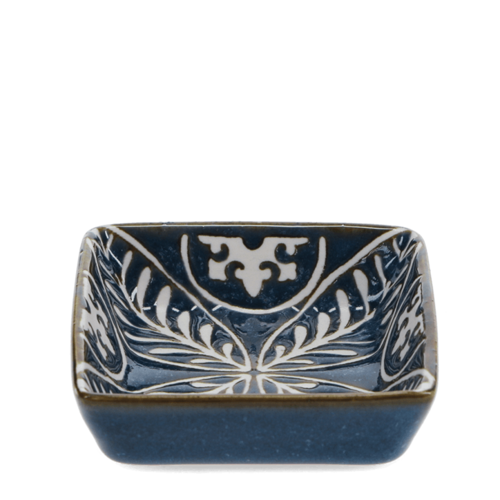 Blue Leaf Square ceramic dipping bowl