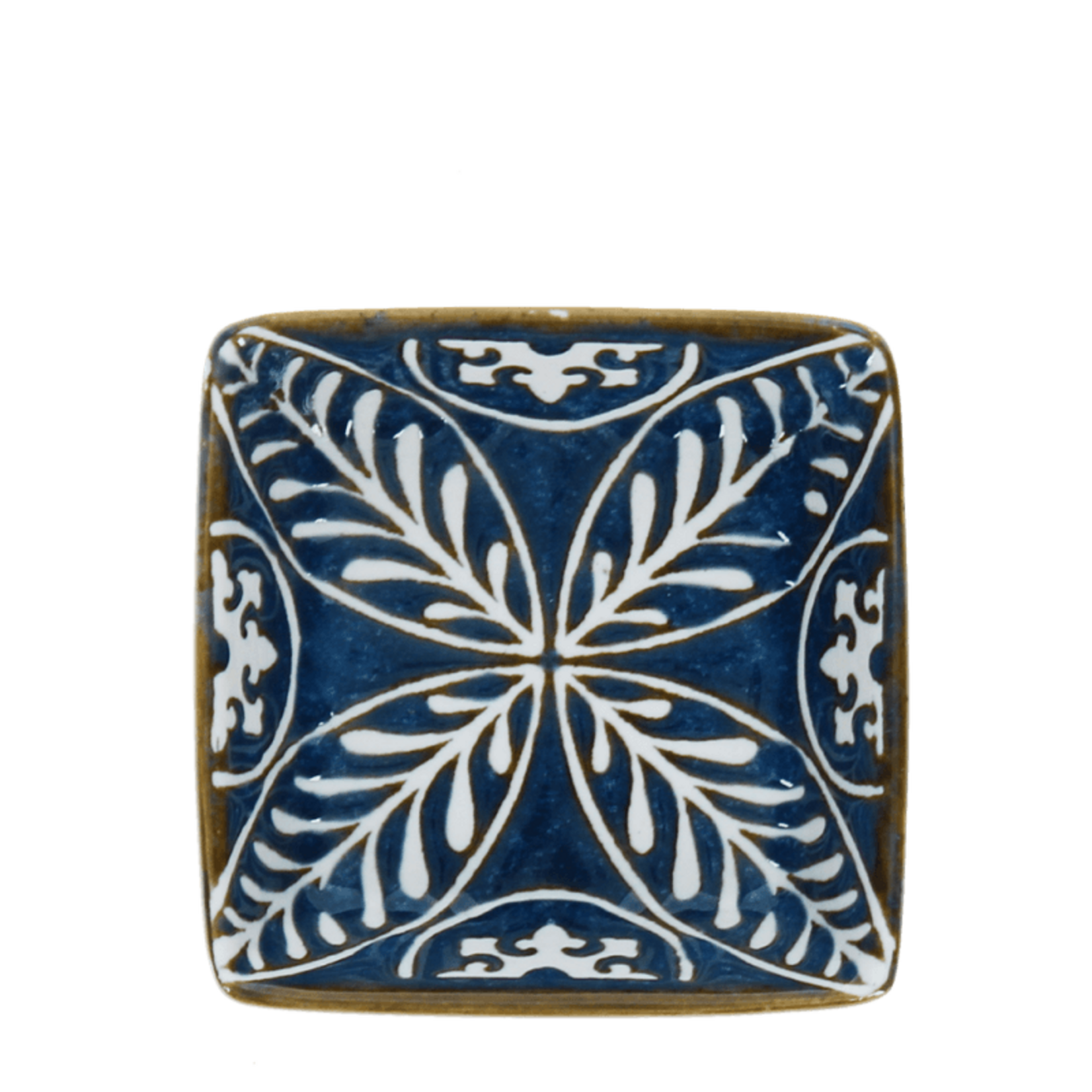 Blue Leaf Square ceramic dipping bowl