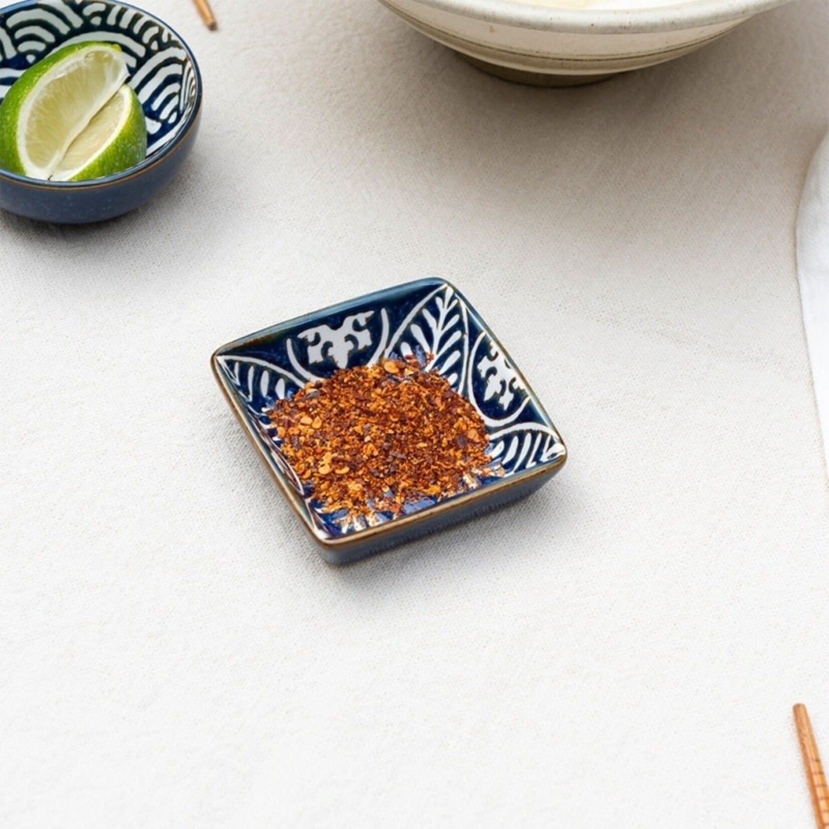 Blue Leaf Square ceramic dipping bowl