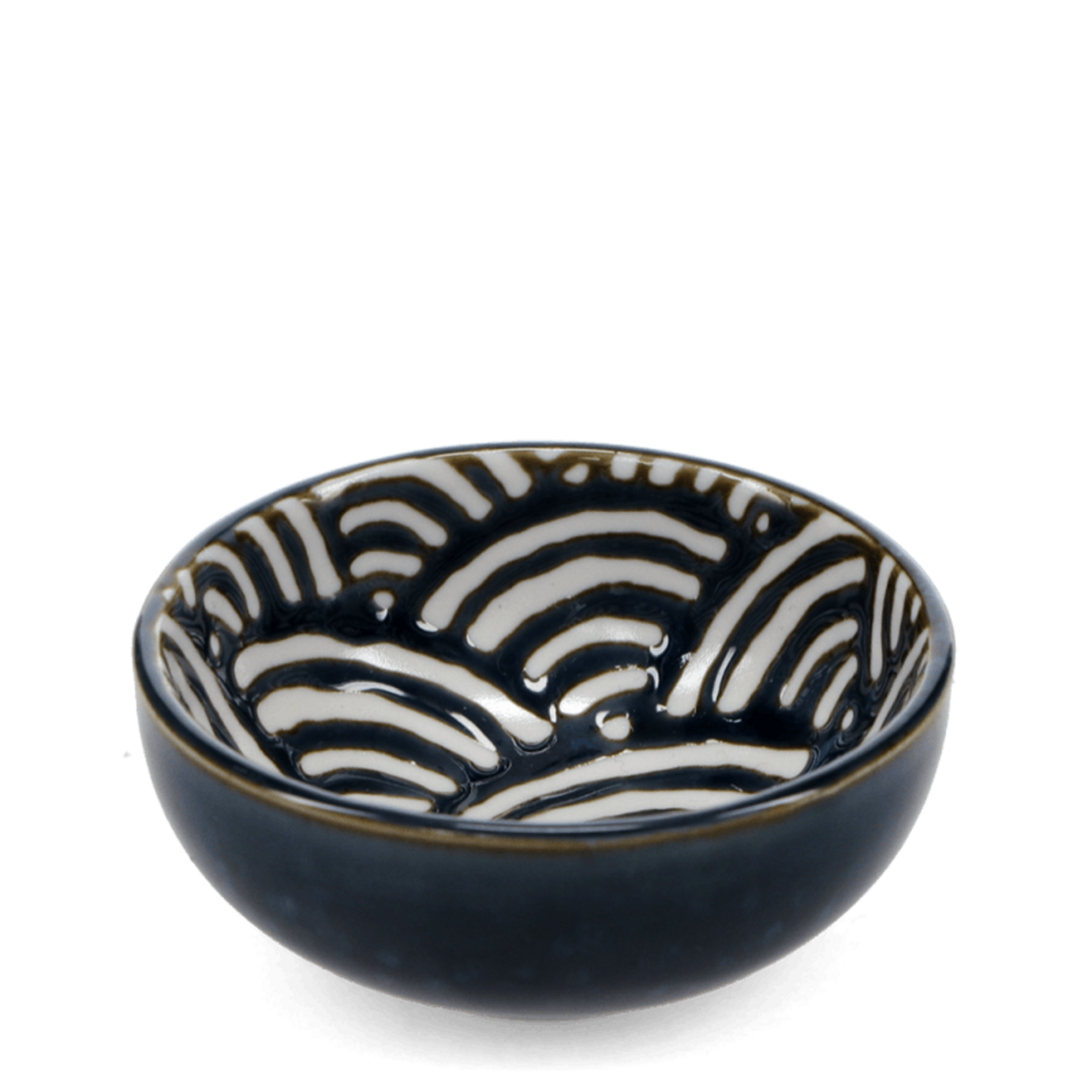 Blue Waves Round ceramic dipping bowl 7cm