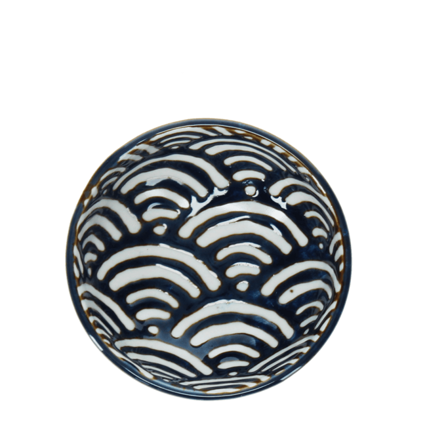 Blue Waves Round ceramic dipping bowl 7cm