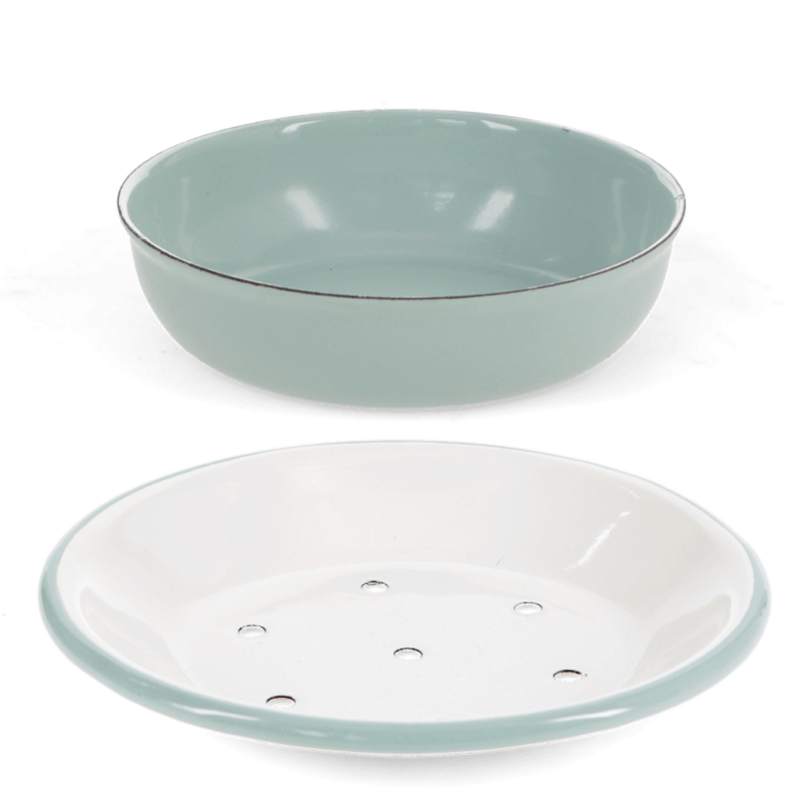 Pistachio green Round two-part enamel soap dish
