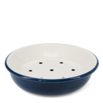 Petrol blue Round two-part enamel soap dish