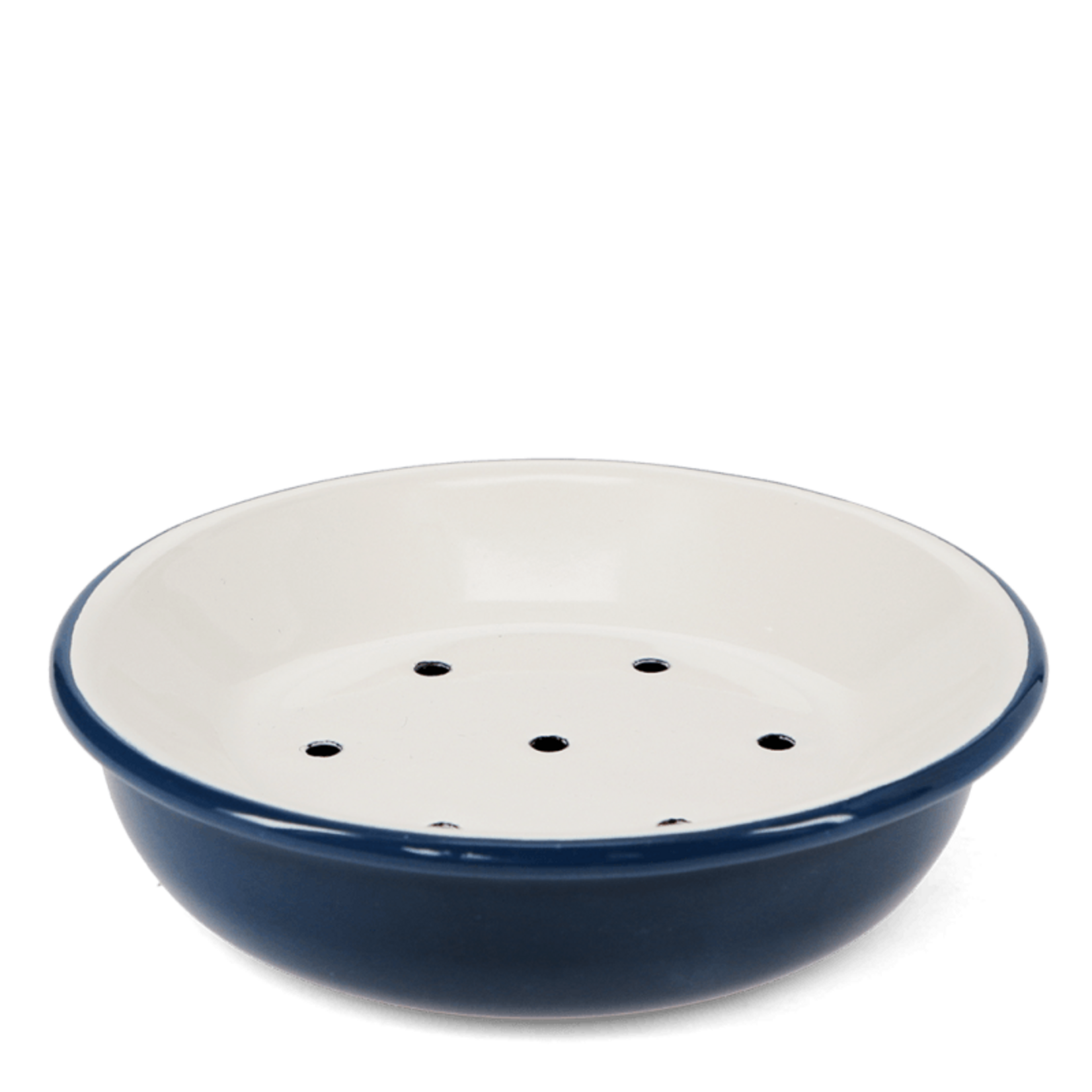 Petrol blue Round two-part enamel soap dish