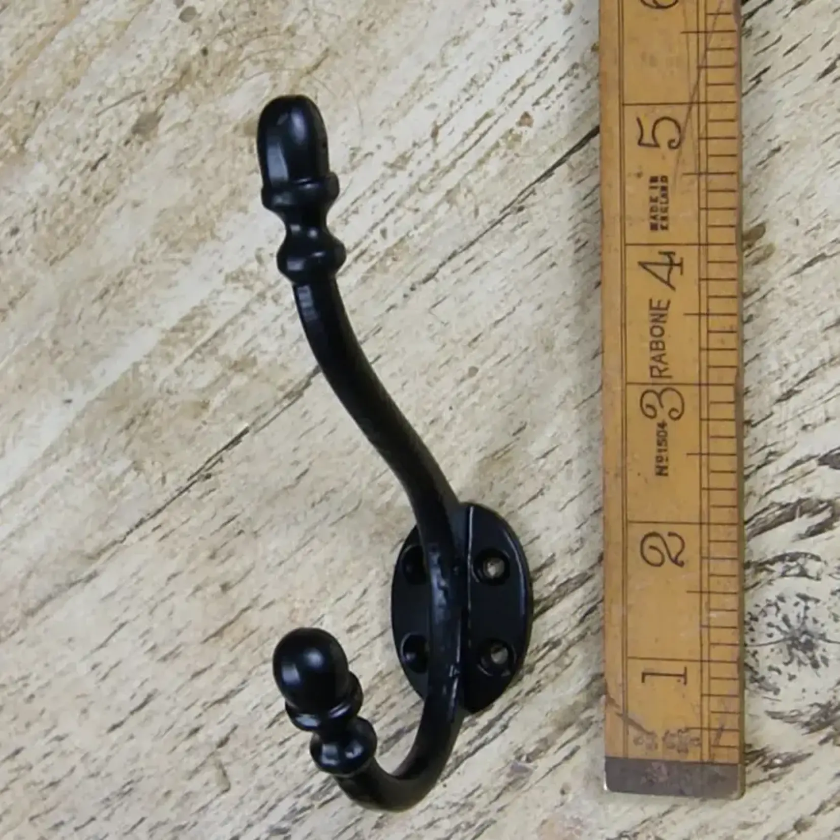 IRON RANGE Hat and Coat Hook ACORN 4 Hole Satin Epoxy Black 130mm
