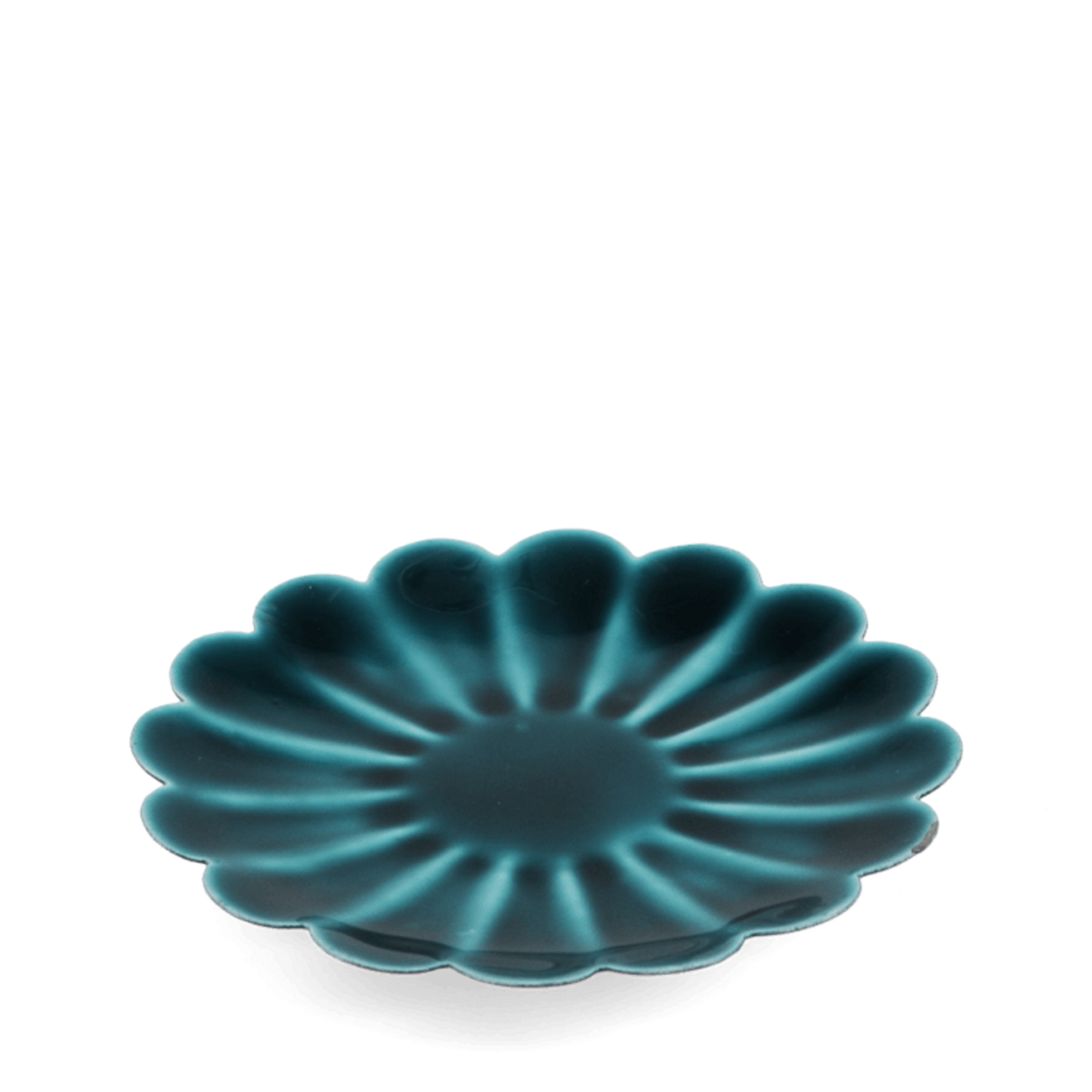 Turquoise Enamel flat flower trinket dish 9cm