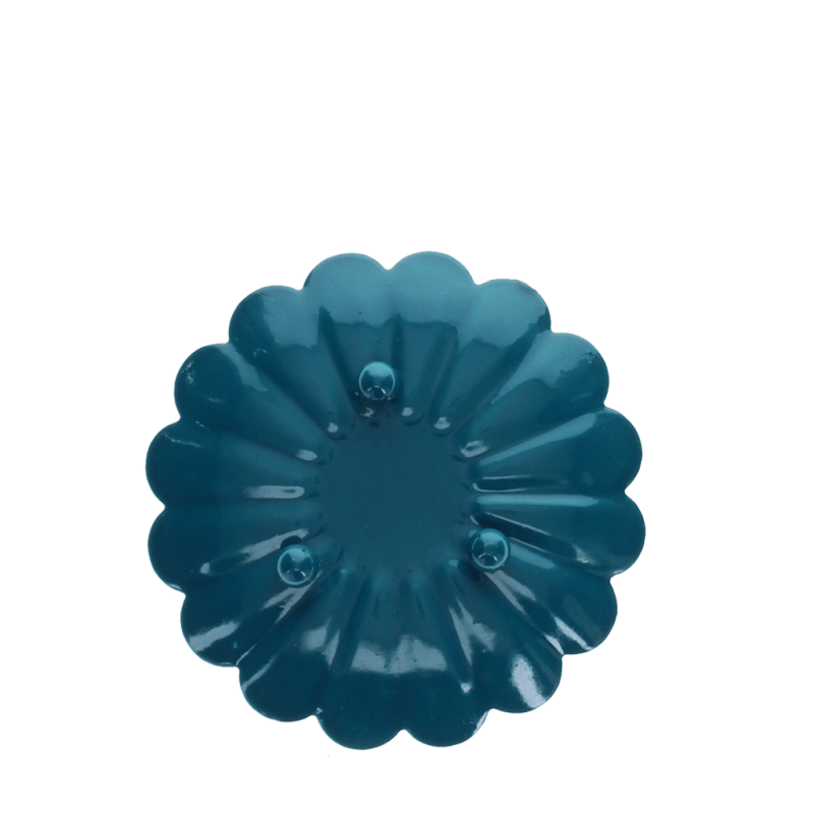 Turquoise Enamel flat flower trinket dish 9cm