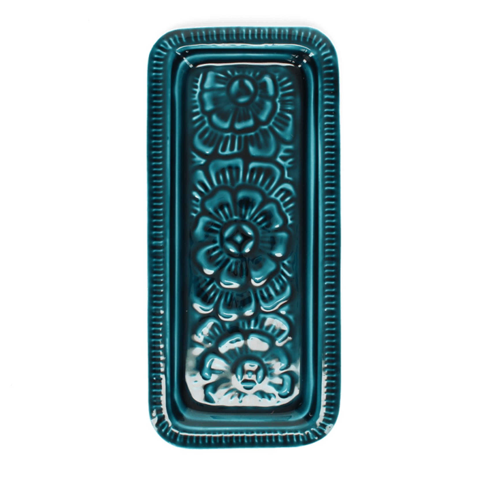 Turquoise Rectangular enamel trinket tray
