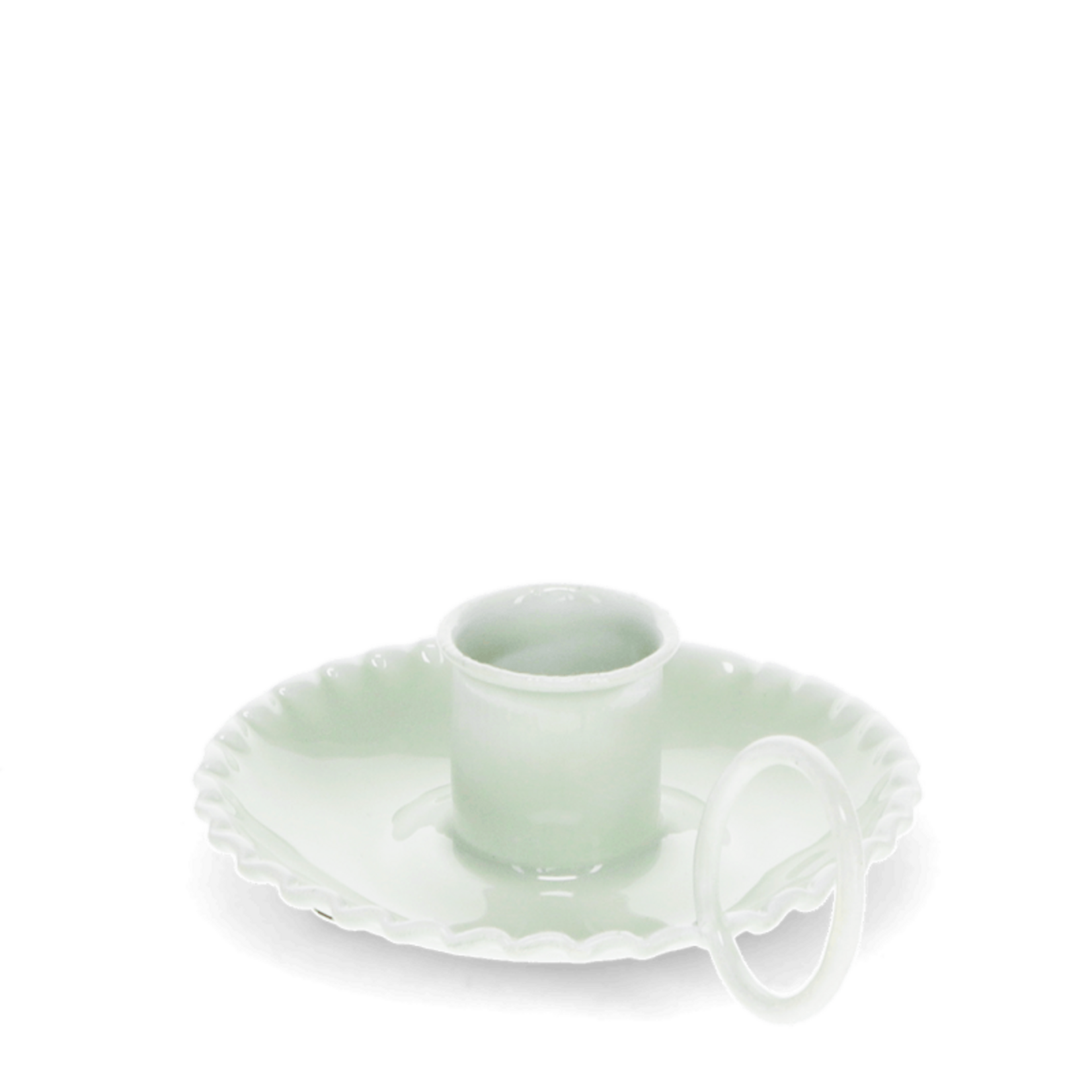 Light grey Enamel chamberstick candle holder