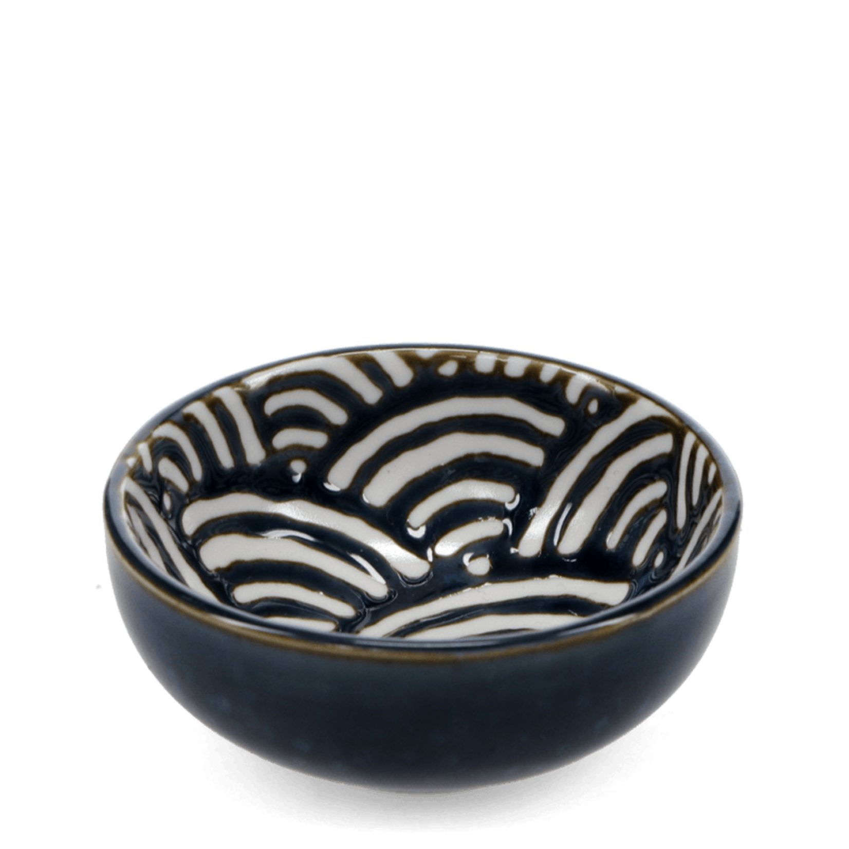 Blue Waves Round ceramic dipping bowl 7cm