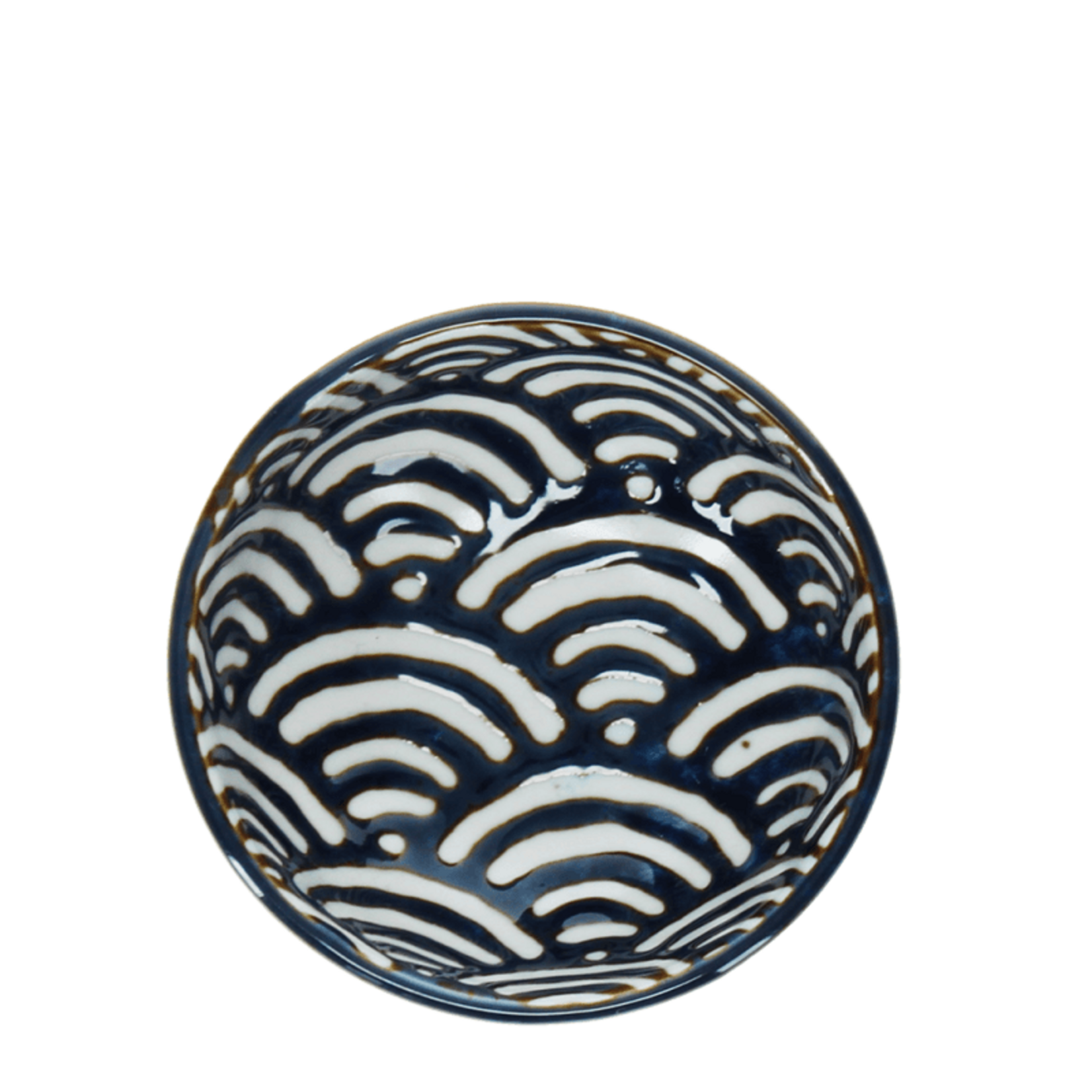 Blue Waves Round ceramic dipping bowl 7cm