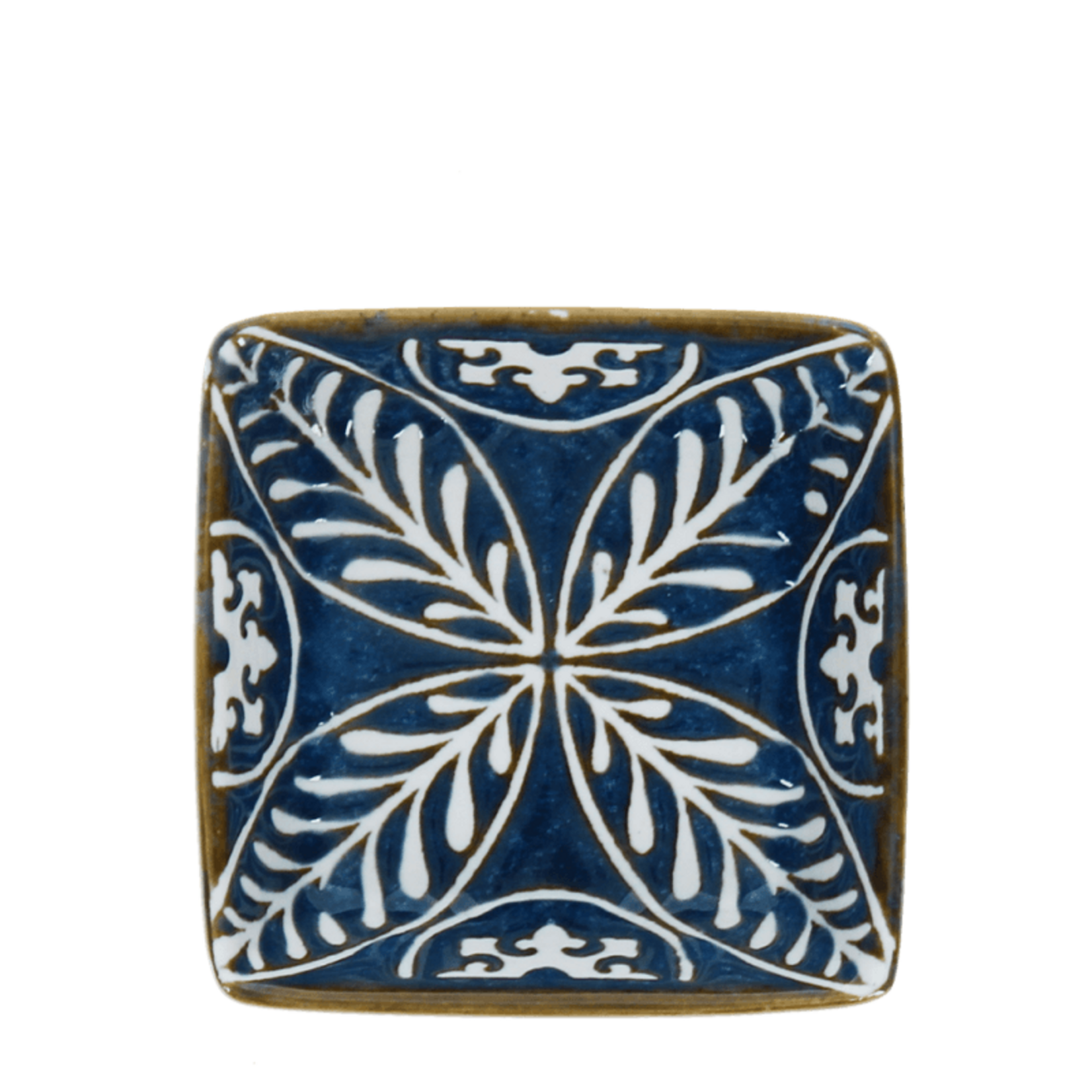 Blue Leaf Square ceramic dipping bowl