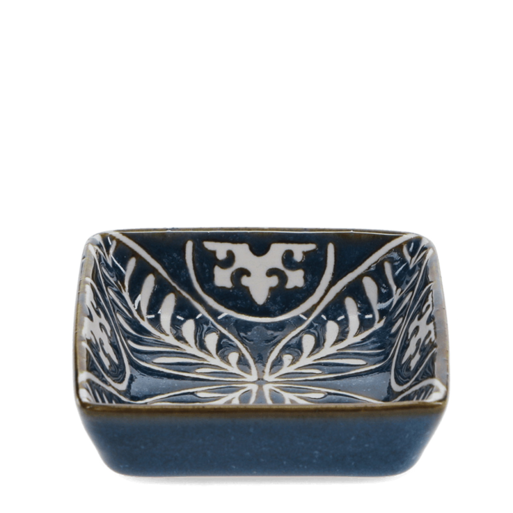 Blue Leaf Square ceramic dipping bowl