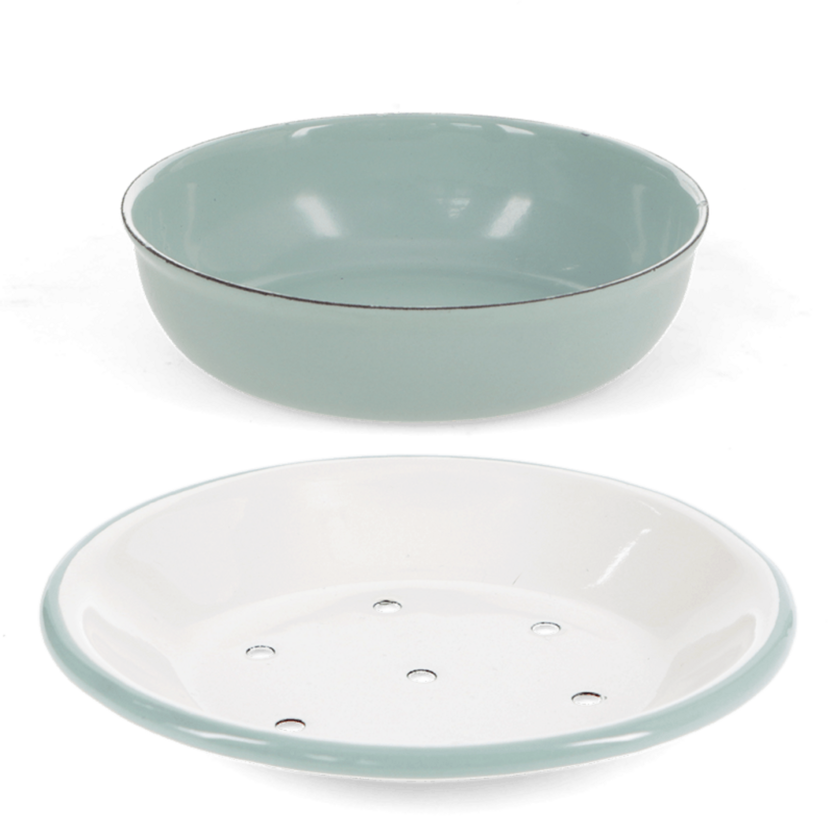 Pistachio green Round two-part enamel soap dish