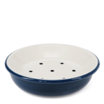 Petrol blue Round two-part enamel soap dish