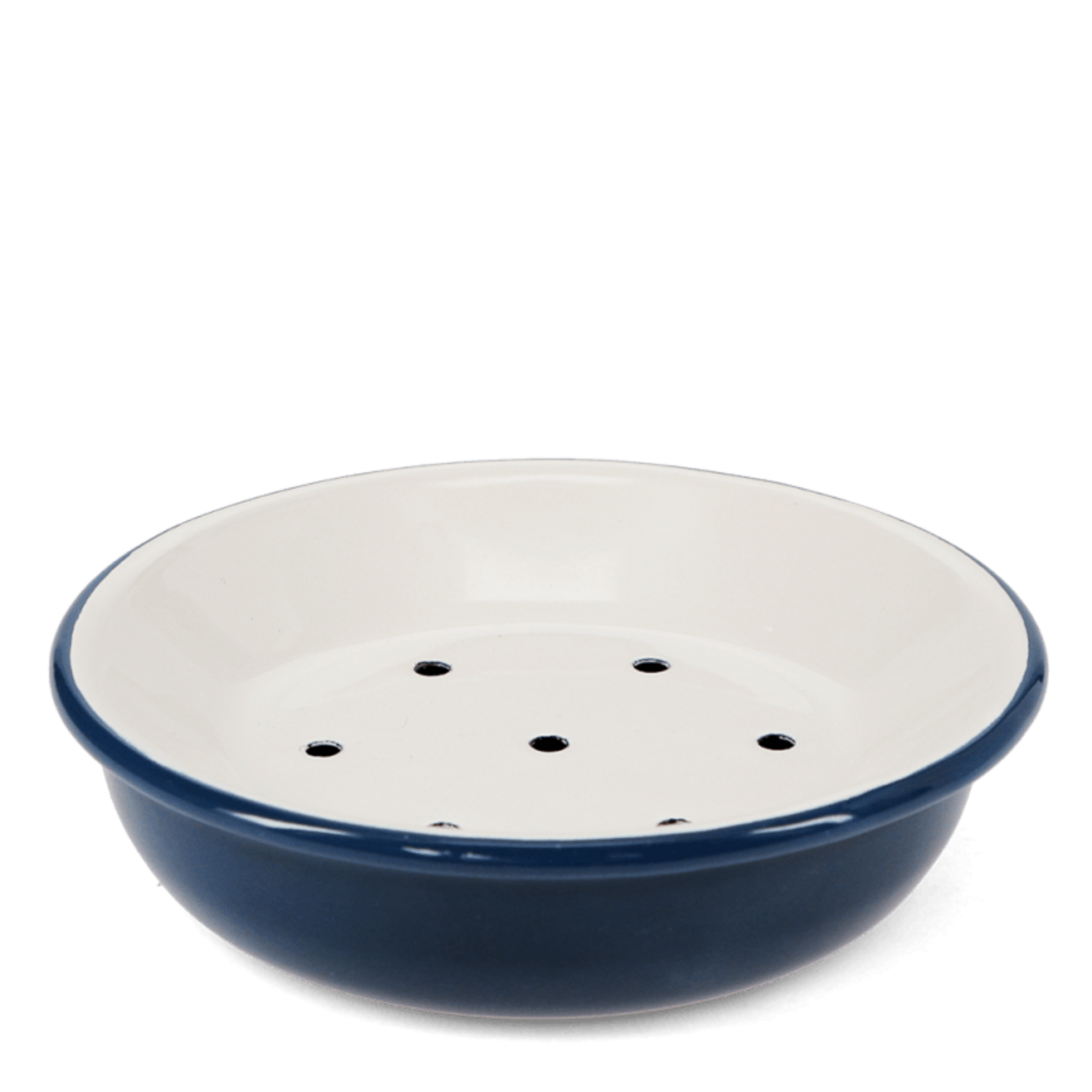 Petrol blue Round two-part enamel soap dish