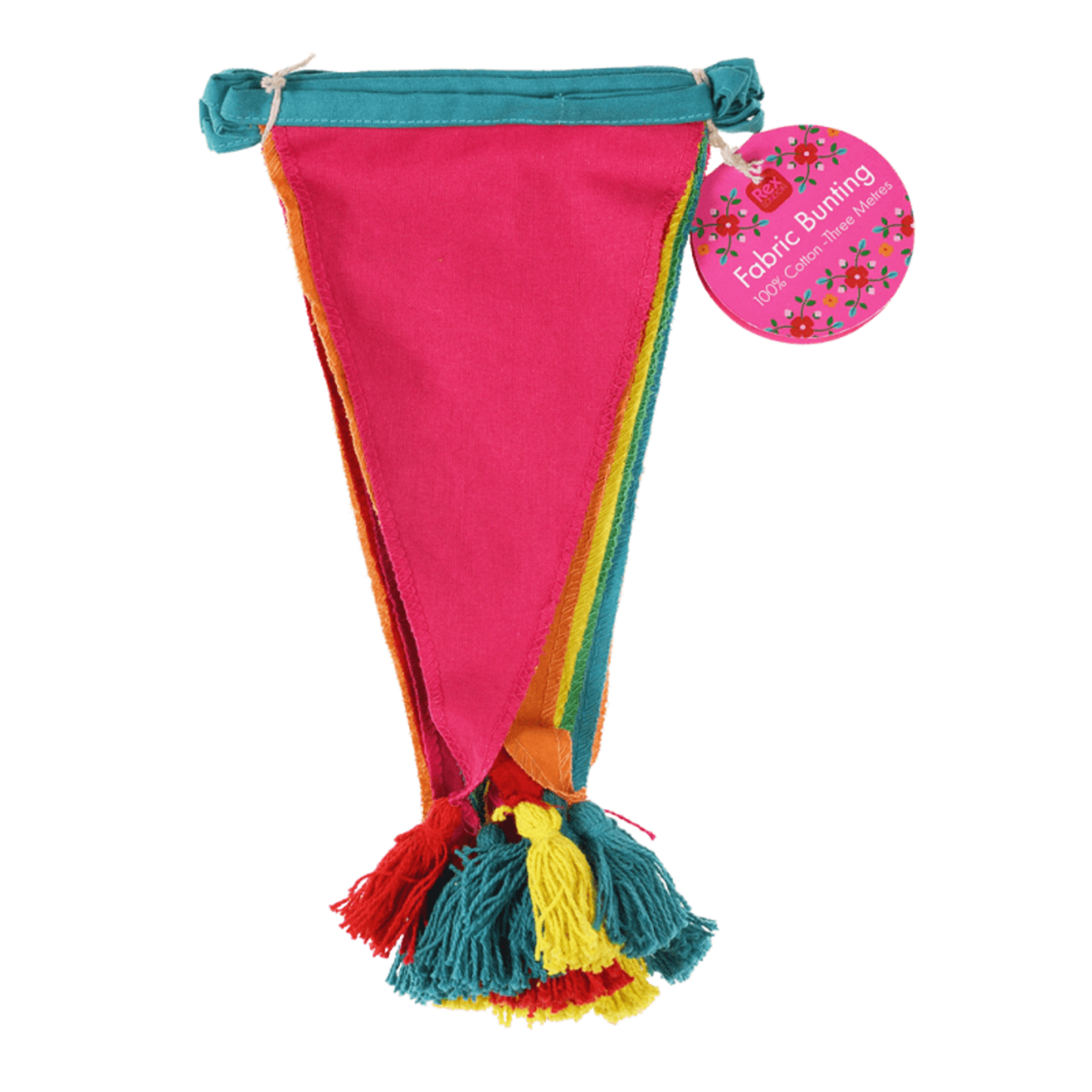 Colourful tasselled cotton bunting 3 metres