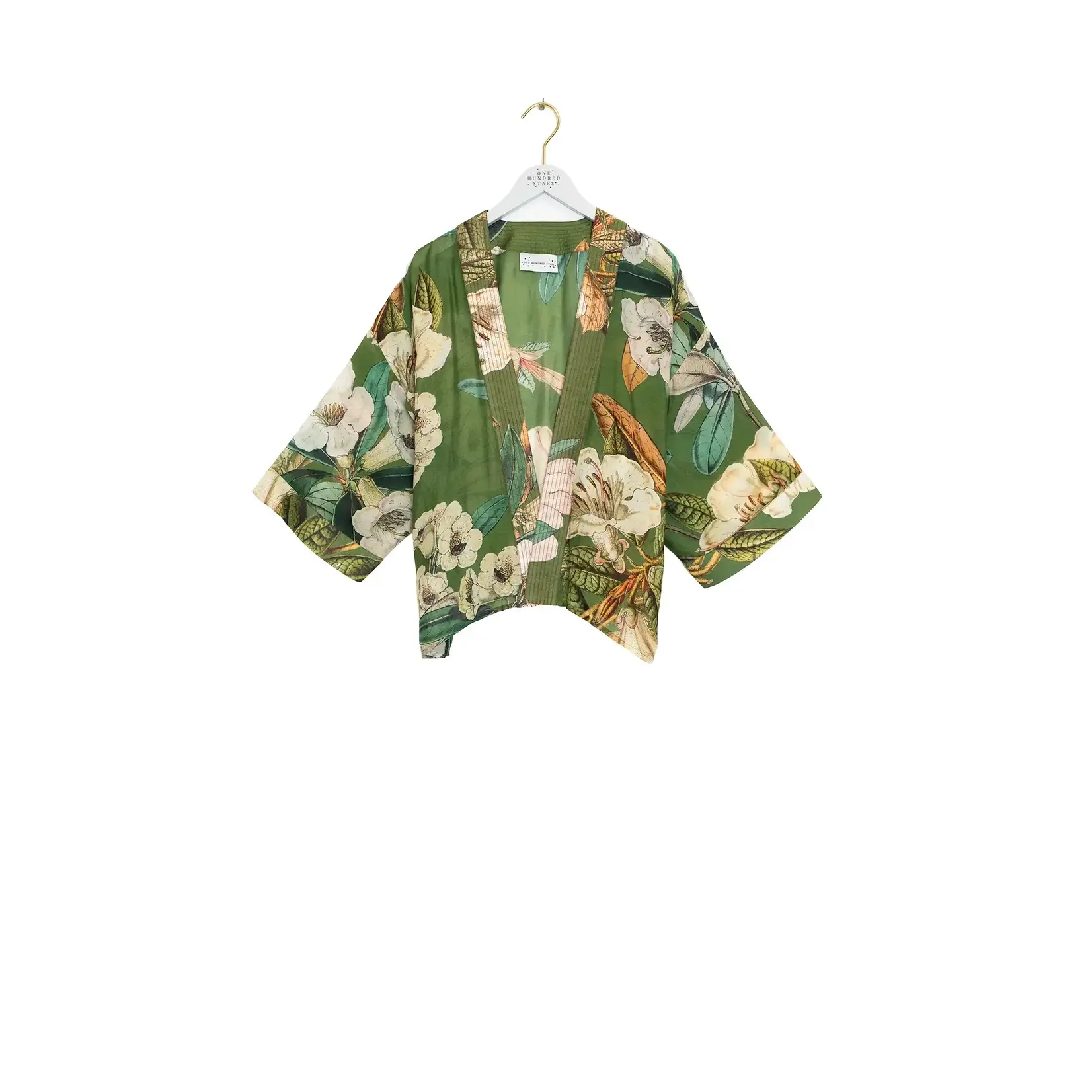 ONE HUNDRED STARS Rhodoleia Green Kimono