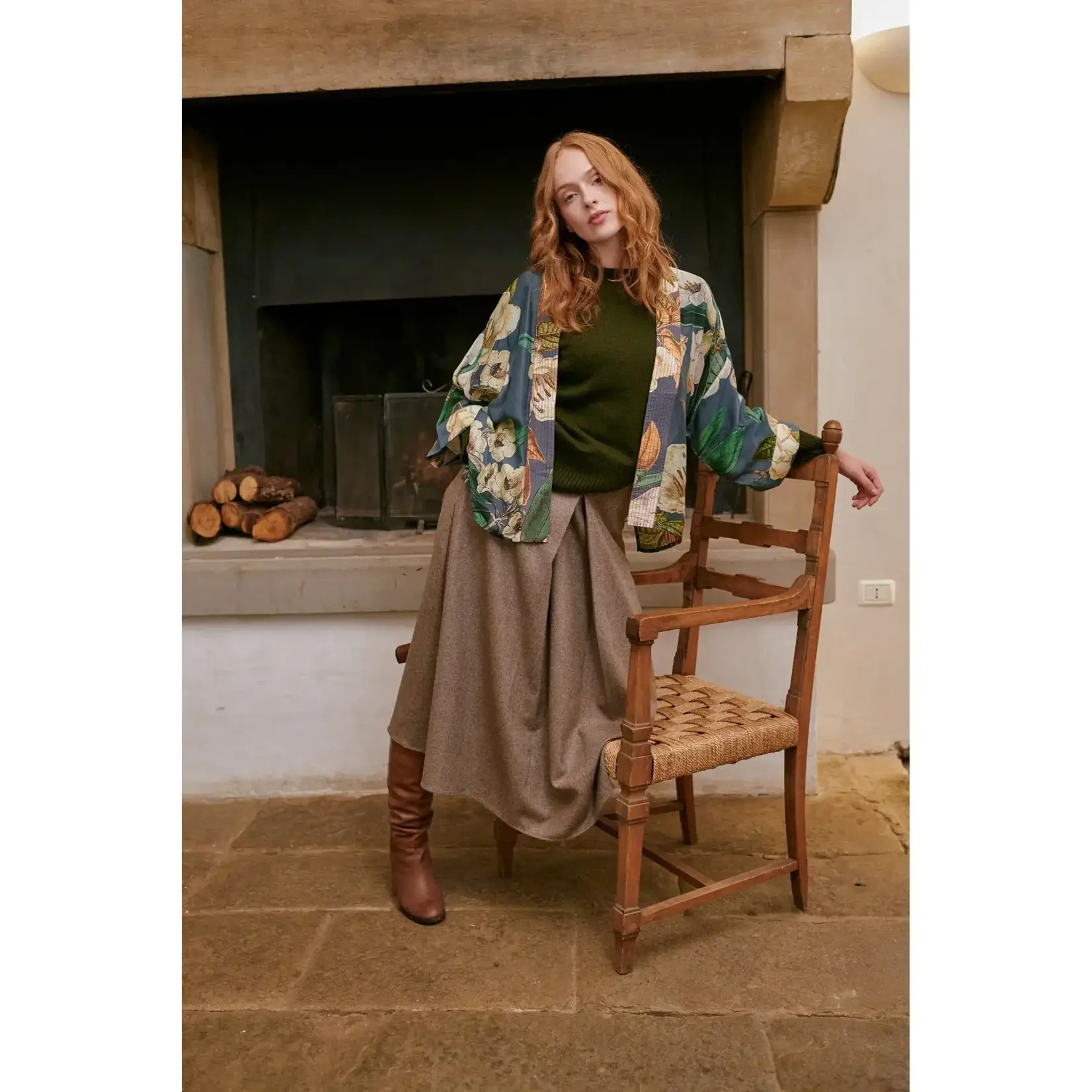 ONE HUNDRED STARS Rhodoleia Blue Kimono