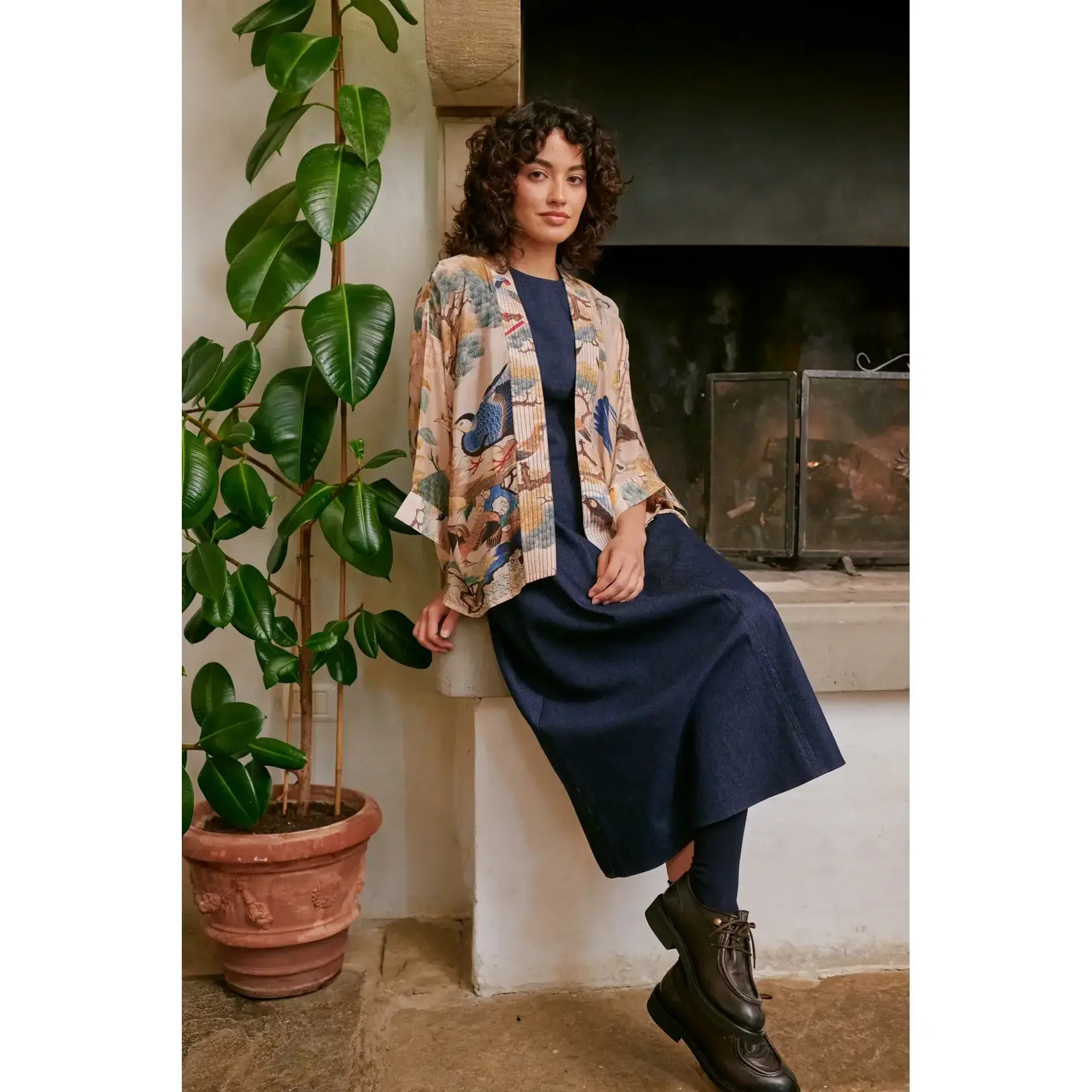 ONE HUNDRED STARS Hummingbird Nude Kimono