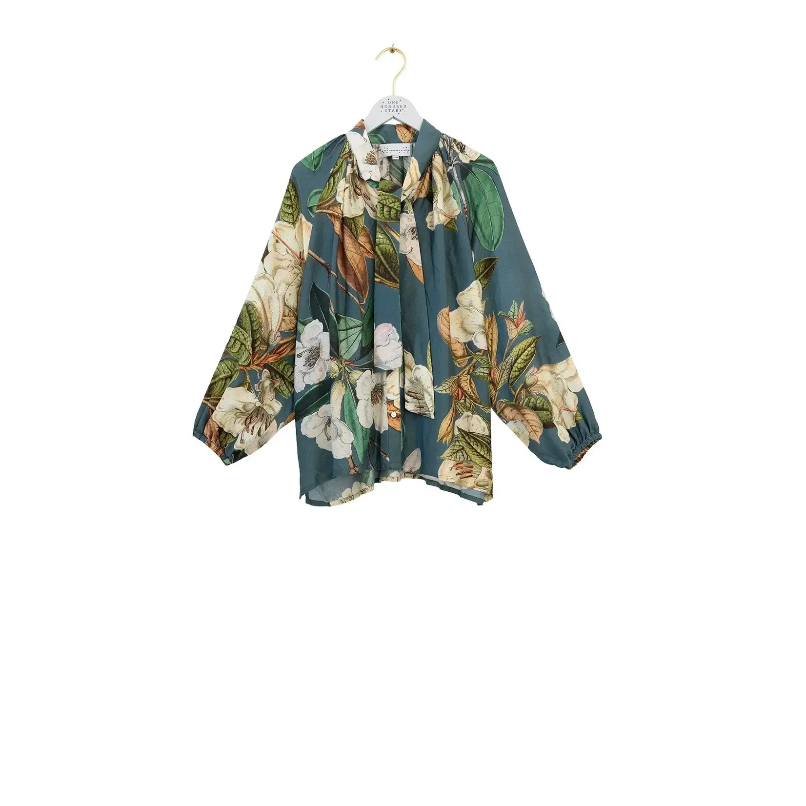 ONE HUNDRED STARS Rhodoleia Blue Pussybow Blouse