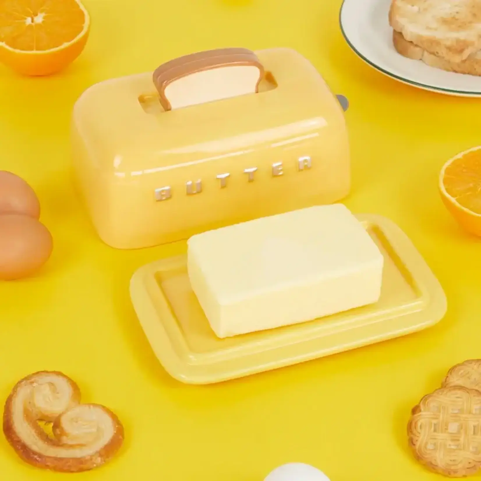 Balvi Toasty Ceramic Butter Dish Mustard