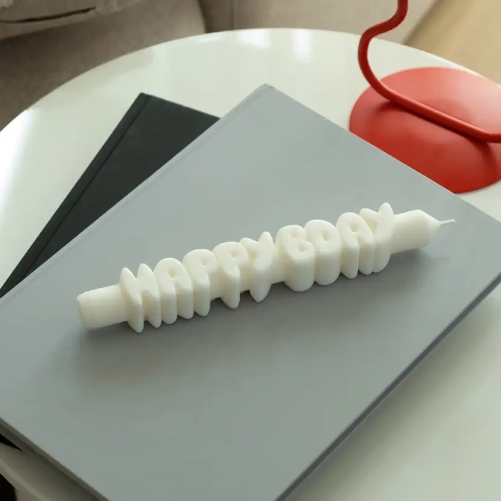 Candlehand 3D Taper Candle Happy Bday White