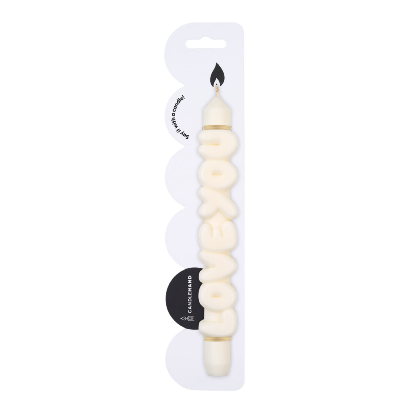 Candlehand 3D Taper Candle Love You White