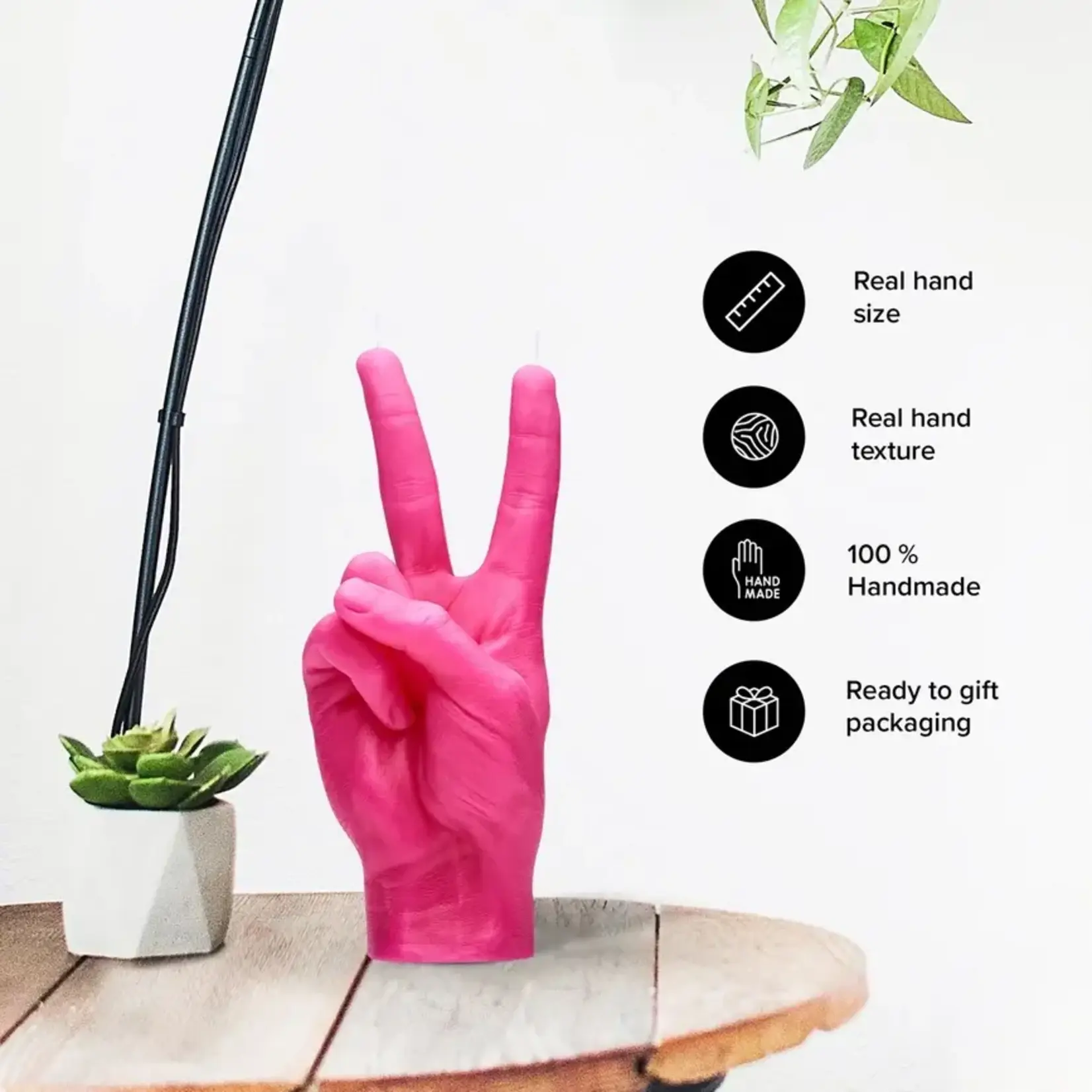 Candlehand Peace Candle Pink Large