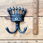 IRON RANGE Double Robe Hook KING'S CROWN Cast Ant Iron 100 x 140mm High