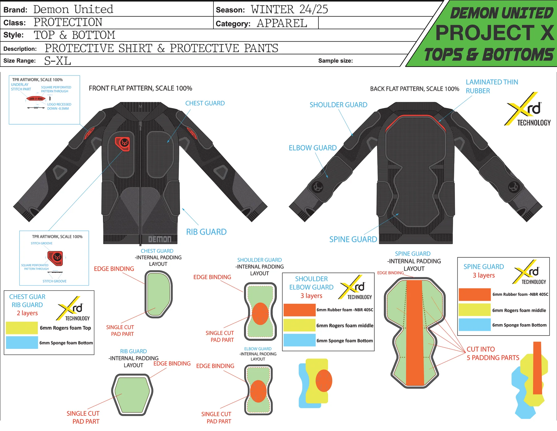 Demon Project X Top XRD - back protector ski, snowboard, mtb