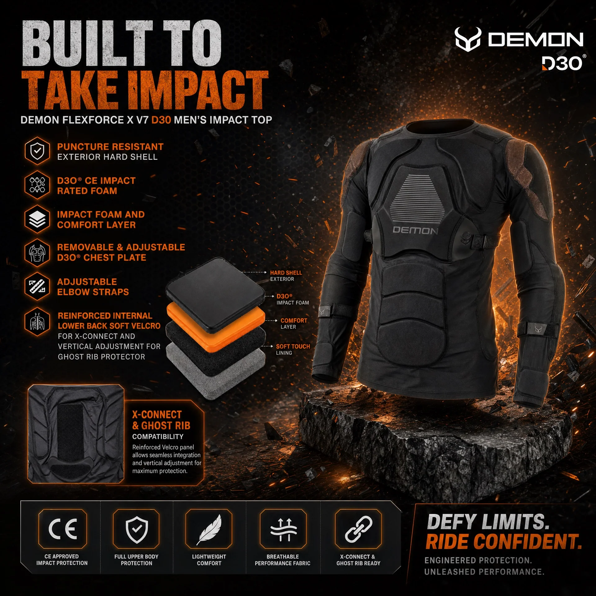 Demon X V7 D3O Impact Top Dames - rugbeschermer ski, snowboard, mtb
