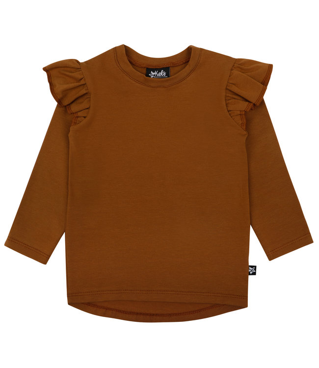 By Kels Ruffle Tee | Brown