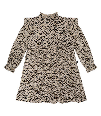 By Kels Ruffle Dress | Rib Cheetah Dots Sand