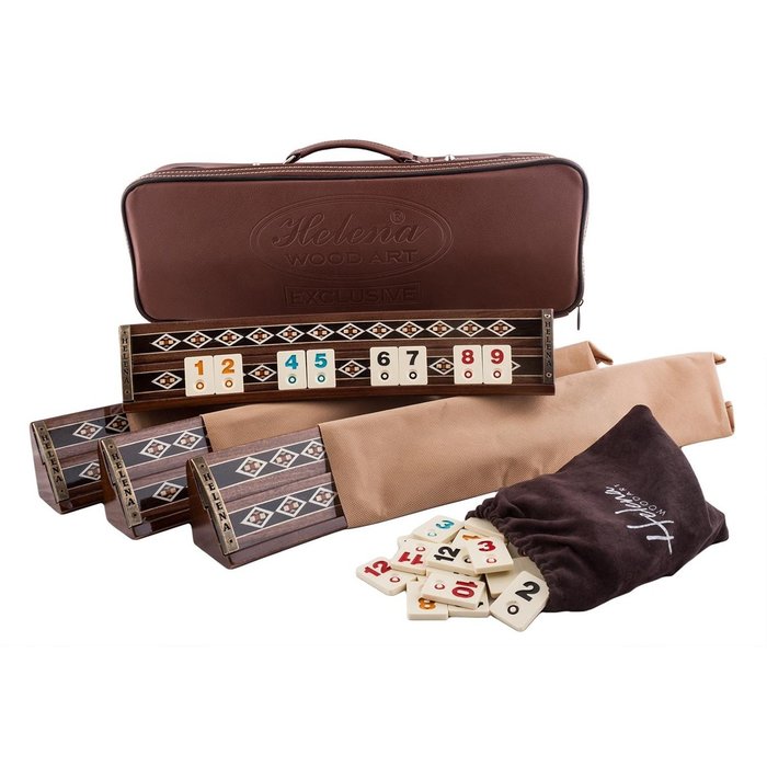 Helena Wood Art Oval Mosaic - Handgemaakte Rummy Set