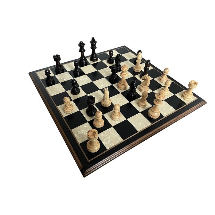 Helena Wood Art Handgemaakte houten schaakbord met schaakstukken