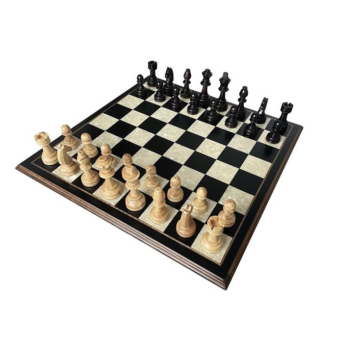 Helena Wood Art Handgemaakte houten schaakbord met schaakstukken