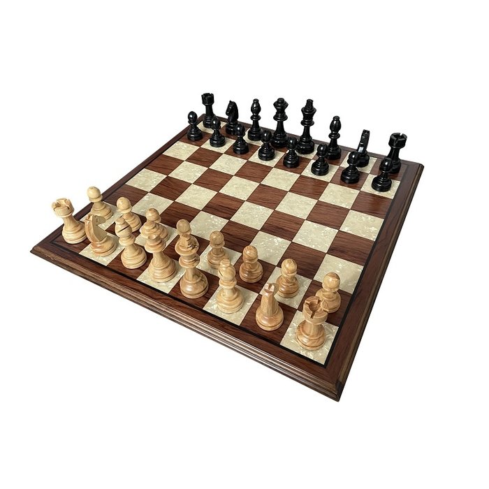 Helena Wood Art Handgemaakte houten schaakbord met schaakstukken