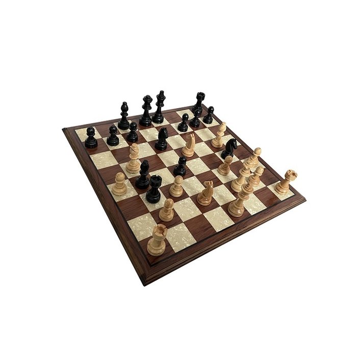 Helena Wood Art Handgemaakte houten schaakbord met schaakstukken