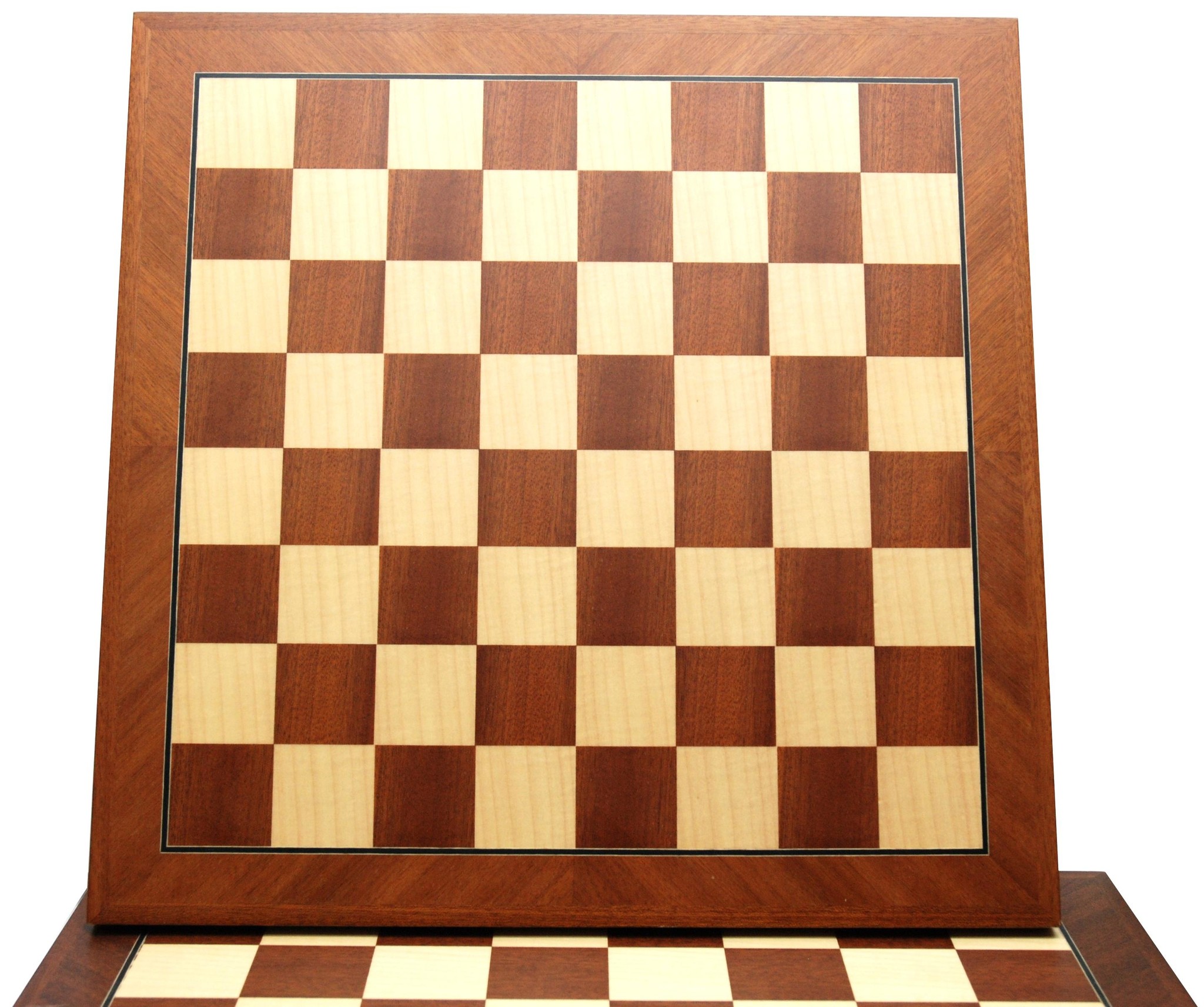 HOT Games Schaakbord gemaakt van mahonie- en ahornhout - Maat 5 - Veldmaat: 50 mm - 40 x 40 cm