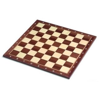 HOT Games Schaakbord Mahonie-/Ahornhout - Maat 5 (met coördinaten) - Veldmaat: 50 mm