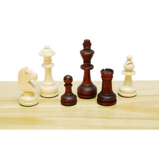 HOT Games Staunton schaakstukken - Maat 3 - Verzwaard - Bruin/blank - Met opbergkistje