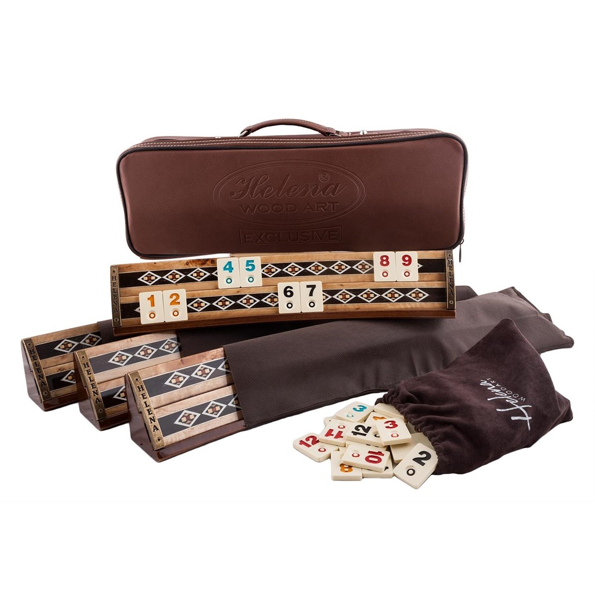 Helena Wood Art Oval Handgemaakte Rummy Set - 100% Hout