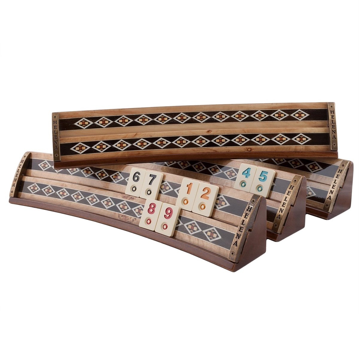Helena Wood Art Oval Handgemaakte Rummy Set - 100% Hout