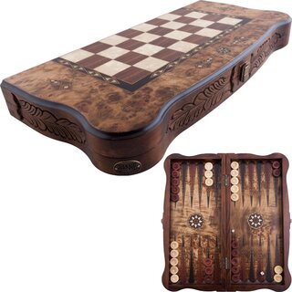 Helena Wood Art Handgemaakte Backgammon Speelset - 52 x 24 cm