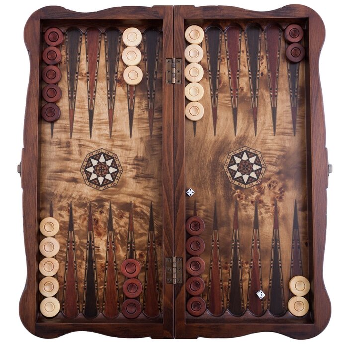 Helena Wood Art Handgemaakte Houten Backgammon Speelset van Hoge Kwaliteit - Tavla - 100% Hout - Luxe uitgave - TricTrac - 52 x 24 cm